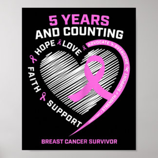 5 Year Breast Cancer Survivor  5 Years Cancer Free Poster