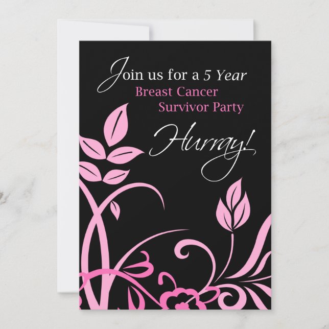 5 Year Breast Cancer Survivor Party Invitation (Front)