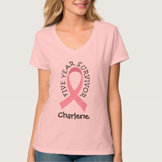 5 Year Breast Cancer Survivor Pink Tee Shirt