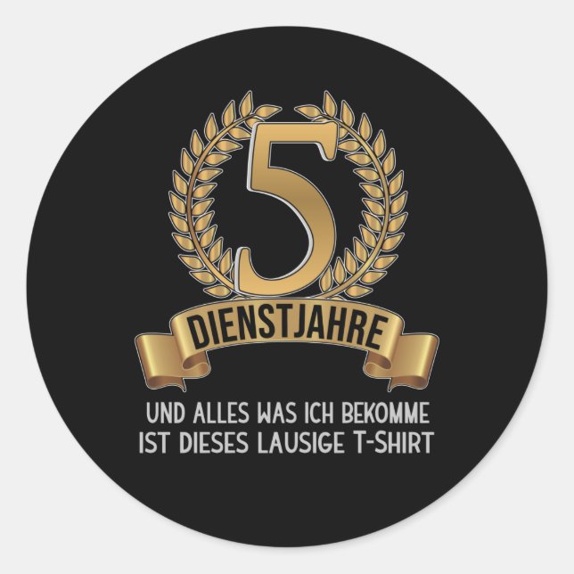 5 Year Employee Company Anniversary Company Classic Round Sticker (Front)