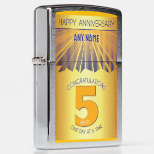 5 Year Golden Ray 12 Step CUSTOM NAME Zippo Lighter