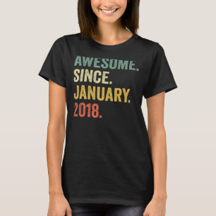 5 Year Old 5th Birthday Boy Awesome Since January T-Shirt