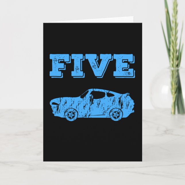 5 Year Old 5th Birthday Boy Muscle Car Card (Front)