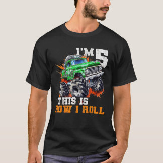 5 Year Old 5th Birthday Monster Truck Car Themed f T-Shirt