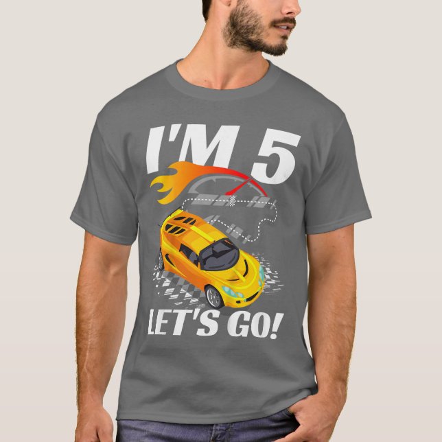 5 Year Old 5th Racing RaceBirthday Party Boys Girl T-Shirt (Front)