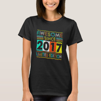 5 Year Old Awesome Since 2017 5th Birthday Retro T-Shirt