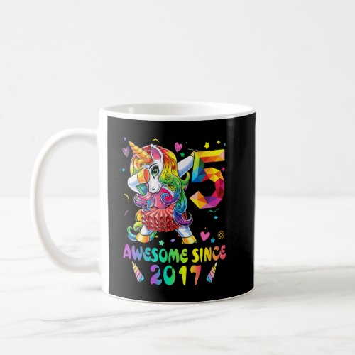 5 Year Old Awesome Since 2017 Dabbing Unicorn 5th  Coffee Mug