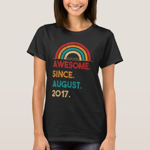 5 Year Old Awesome Since August 2017  5th Birthday T_Shirt