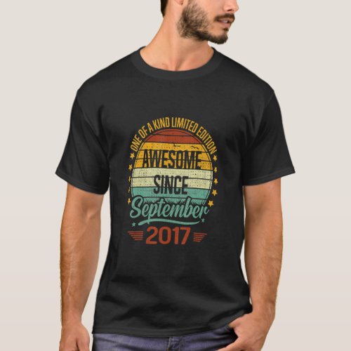 5 Year Old  Awesome Since September 2017 5th Birth T_Shirt