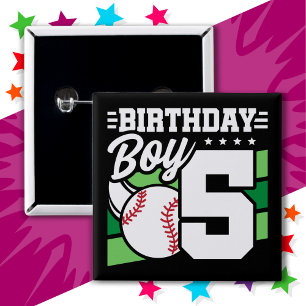 5 Year Old Baseball Party Theme 5th Birthday Boy Button