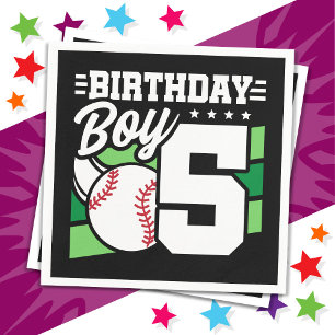 5 Year Old Baseball Party Theme 5th Birthday Boy Napkins