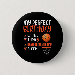 5 Year Old Basketball Birthday Party 5th Boy Bday  Button