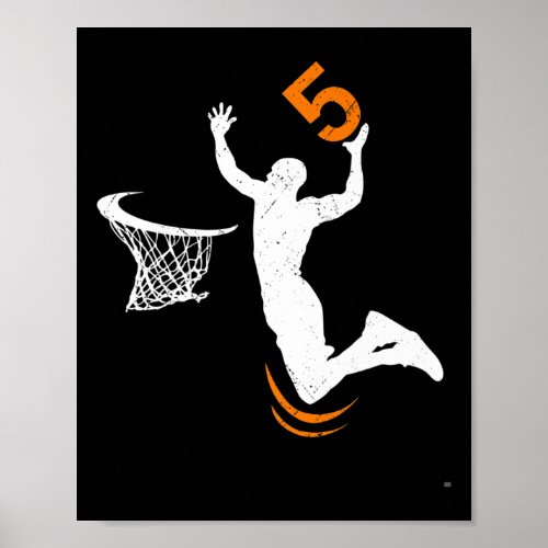 5 Year Old Basketball Dunk 5th Birthday Party Boys Poster