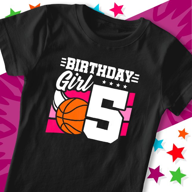 5 Year Old Basketball Party 5th Birthday Girl T-Shirt (Creator Uploaded)