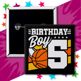 5 Year Old Basketball Party Theme 5th Birthday Boy Button