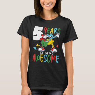 5 Year Old Birthday Autistic Boy Girl Autism Aware T-Shirt