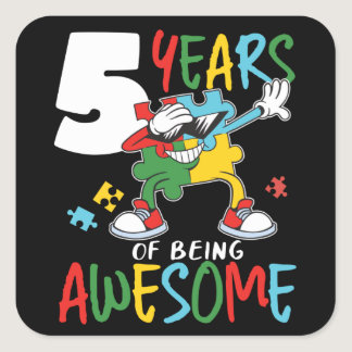 5 Year Old Birthday Boy Or Girl Autism Awareness Square Sticker