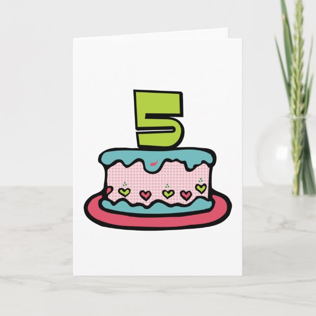 5 Year Old Birthday Cake Card (Front)