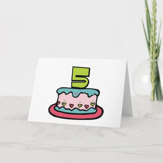 5 Year Old Birthday Cake Card (Front)