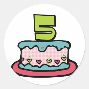 5 Year Old Birthday Cake Classic Round Sticker