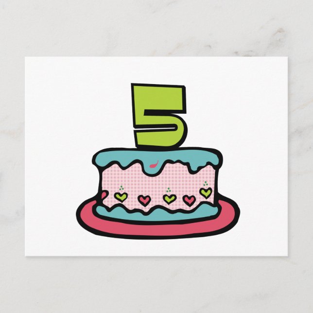 5 Year Old Birthday Cake Postcard (Front)