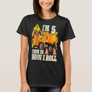 5 Year Old Birthday Concrete Mixer Truck T-Shirt