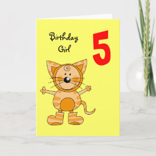 5 year old birthday girl card