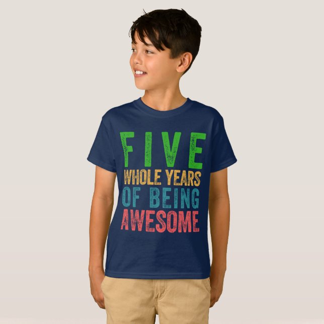 5 Year Old Birthday Party Fifth 5th Kid T-Shirt (Front Full)