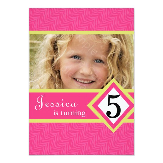 5 Year Old Birthday Party Invitations Zebra GIRL Zazzle