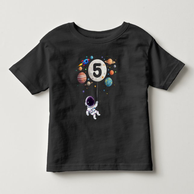 5 Year Old Birthday Planets Astronaut 5th Birthday Toddler T-shirt (Front)