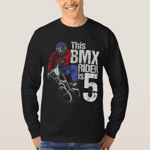 5 Year Old BMX Birthday Party Boys Dirt Bike Bikin T_Shirt