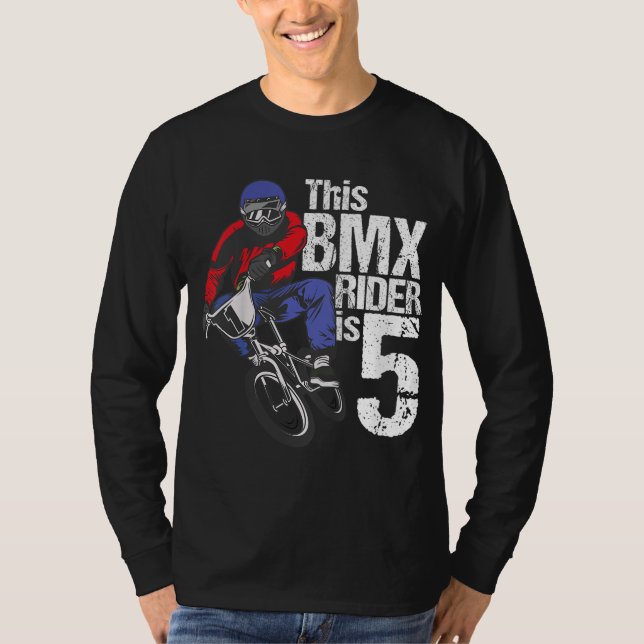 5 Year Old BMX Birthday Party Boys Dirt Bike Bikin T-Shirt (Front)