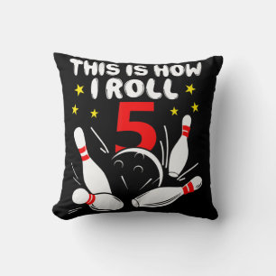 5 Year Old Bowling This Is How I Roll 5th Birthday Throw Pillow