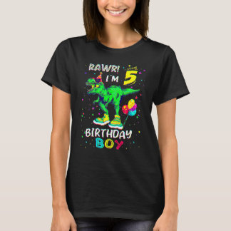 5 Year Old Boy T Rex Dinosaur 5th Birthday Shirt