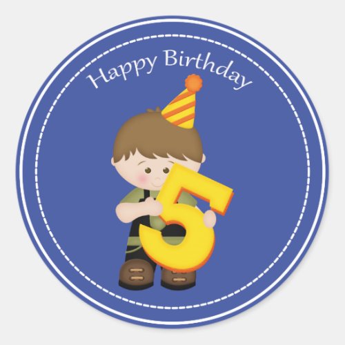 5 year old boys Happy Birthday Sticker