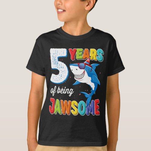 5 Year Old Boys Kids JawSome Shark 5th Birthday  T_Shirt