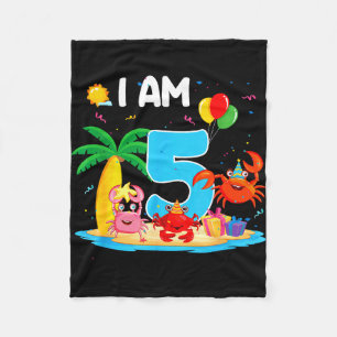 5 year old crab lover 5th crab theme beach summer fleece blanket