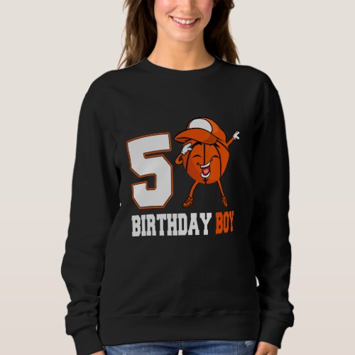 5 Year Old Dabbing Basketball 5th Birthday Boy Tee