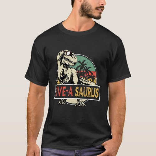 5 Year Old Dinosaur Birthday 5th Rex Dino 5 Saurus T_Shirt