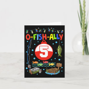 5 Year Old Fishing 5th Birthday Boy Bday Party Dec Card