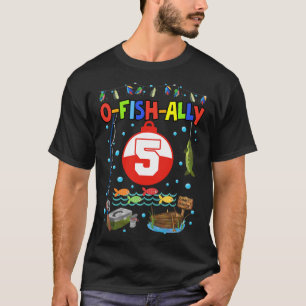 5 Year Old Fishing 5th Birthday Boy Bday Party Dec T-Shirt