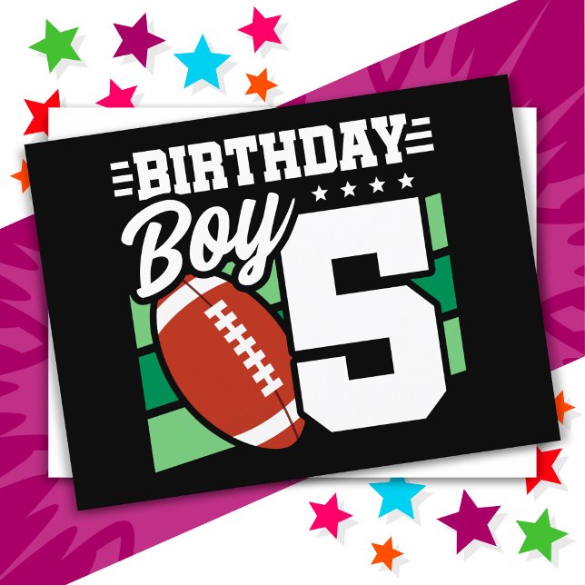 5 Year Old Football Party Theme 5th Birthday Boy Postcard (Creator Uploaded)