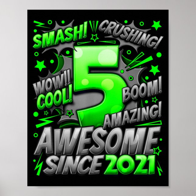 5 Year Old For Boys 5th Birthday Boy 5 Year Old Bo Poster (Front)