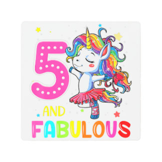 5 Year Old Gifts 5 And Fabulous 5th Birthday Unico Metal Print