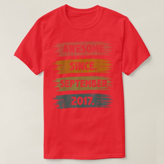 5 Year Old Gifts Awesome Since September 2017 5th  T-Shirt (Design Front)