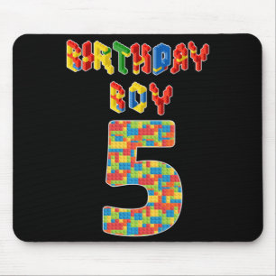 5 Year Old Gifts Building Blocks 5th Birthday Boys Mouse Pad