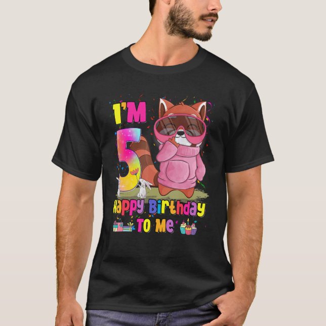 5 Year Old Girl Princess Little Red Panda   5th Bi T-Shirt (Front)