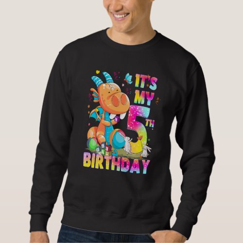 5 Year Old  Girls Teens Cute Little Dragon 5th Bir Sweatshirt