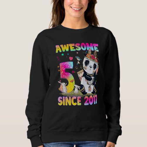 5 Year Old  Girls Teens Cute Little Panda 5th Birt Sweatshirt