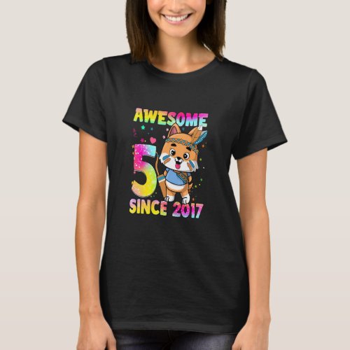 5 Year Old   Girls Teens Cute Tribal Puppy 5th Bir T_Shirt